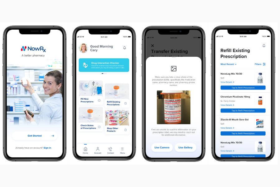 sample of app prototyping from nowrx pharmacy