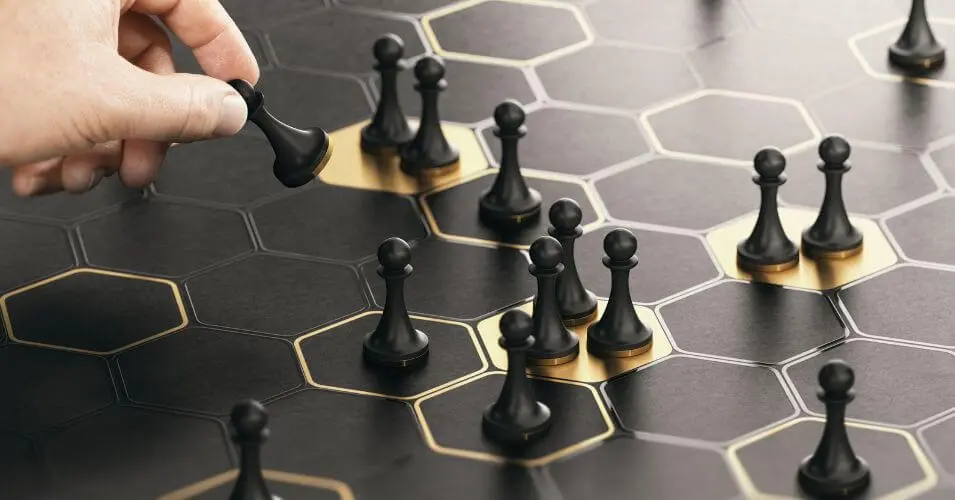 marketing positioning being carried out on a chess board